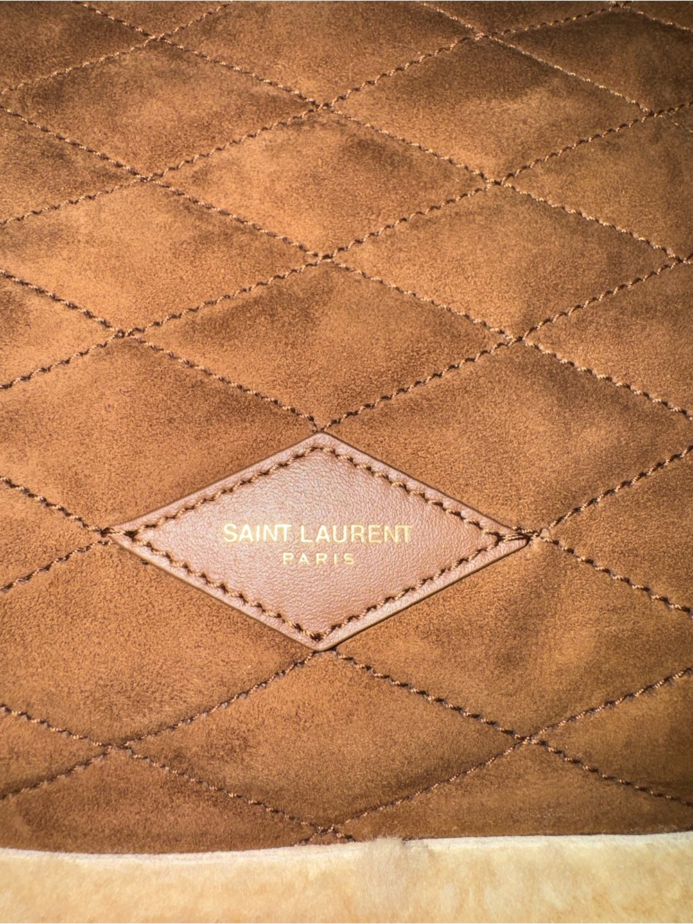 New Saint Laurent Le Pochon Genuine Shearling Trim Shoulder Bag - Picture 3 of 9